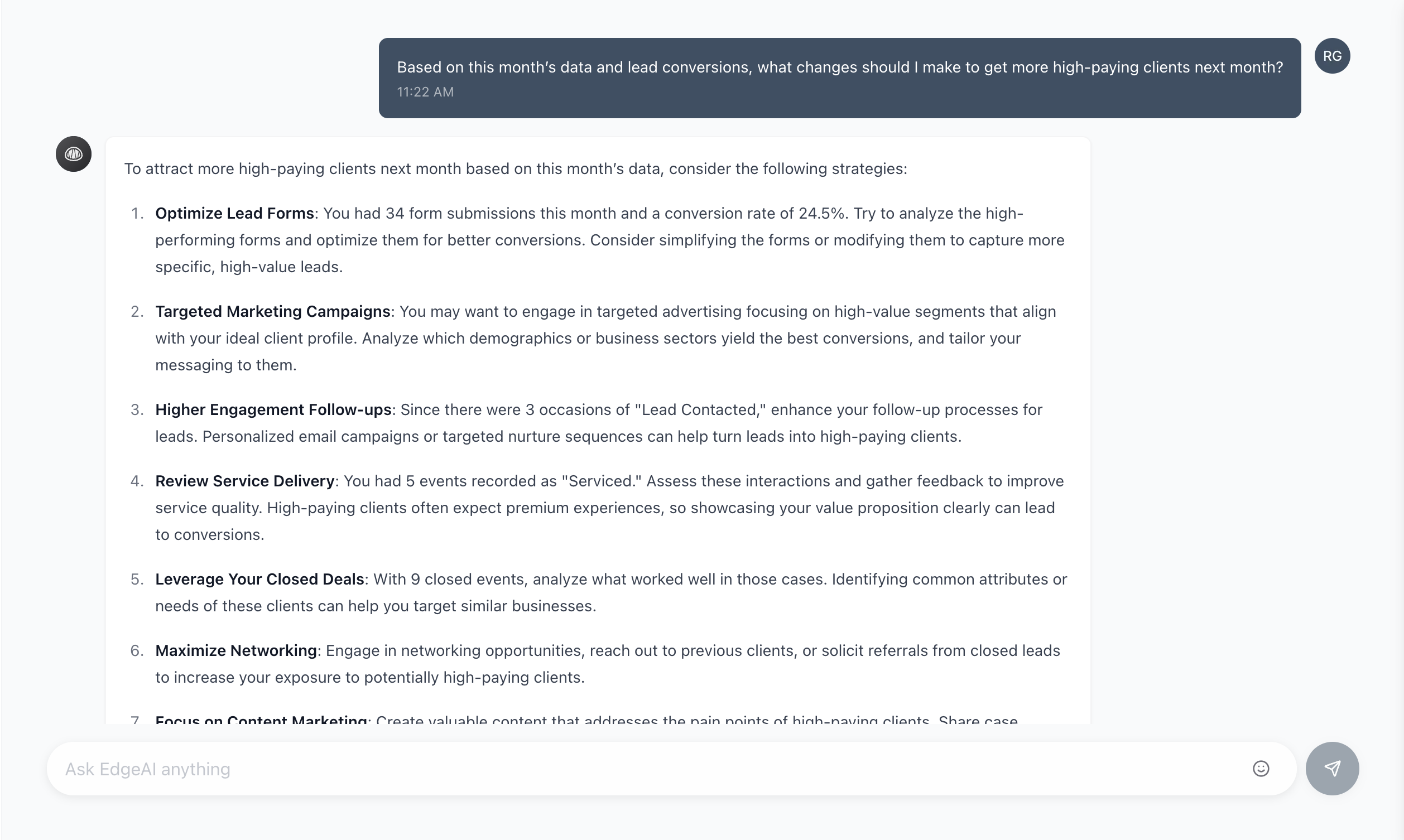 EdgeAI chat interface